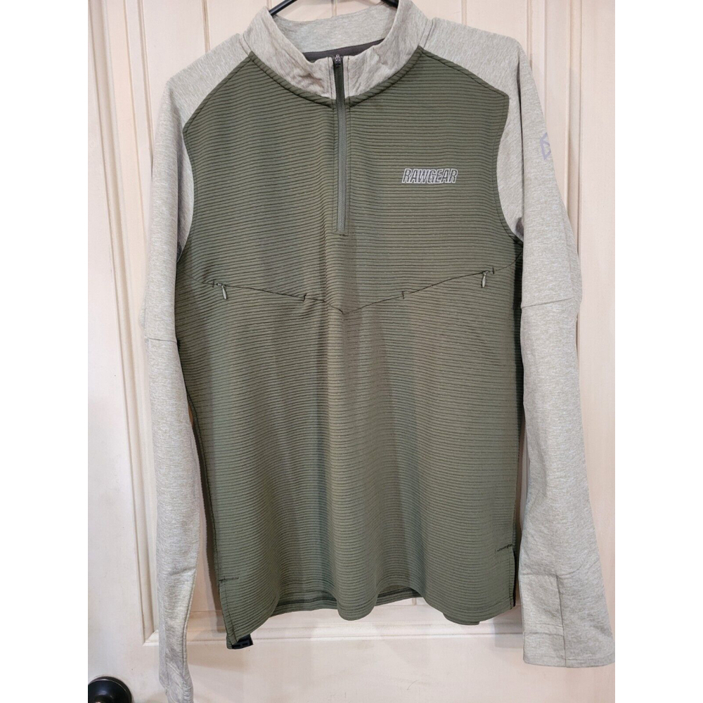 Raw Gear Mens Size Small Olive Green Half Zip Sweatshirt